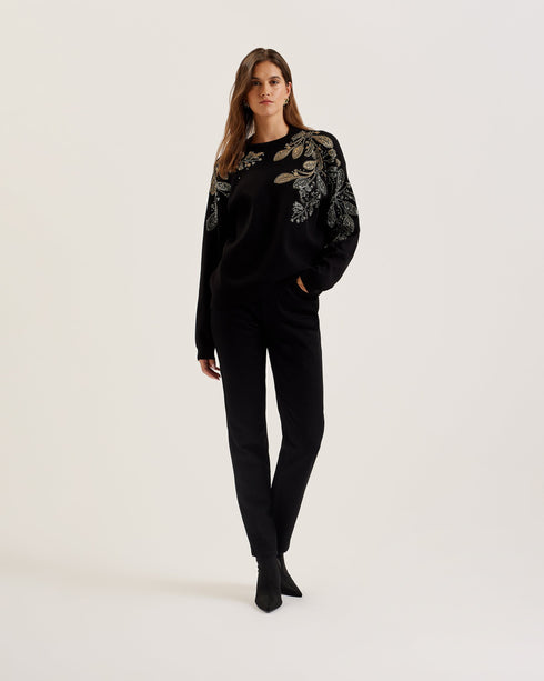 ROSMRRY-Knitwear-Embellished Crew Neck Long S- Ted Baker Romania